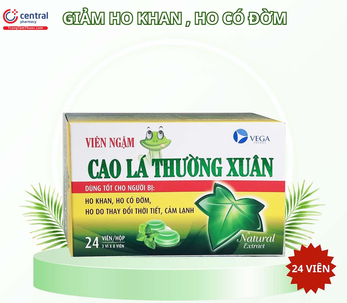 Viên Ngậm Cao Lá Thường Xuân Vega Pharma giúp giảm ho hiệu quả