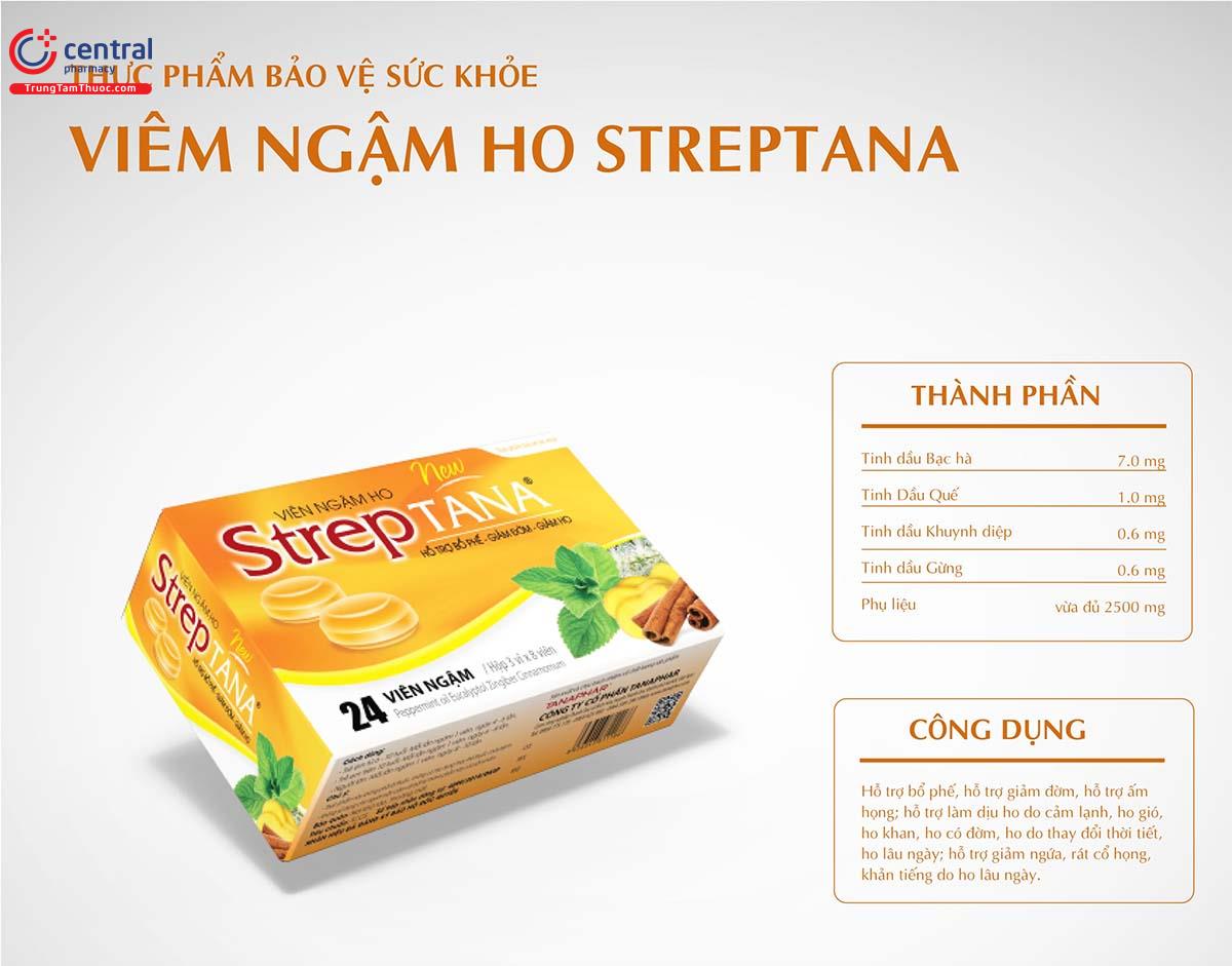 Viên Ngậm Ho Streptana (24 Viên) giúp giảm ho lâu ngày