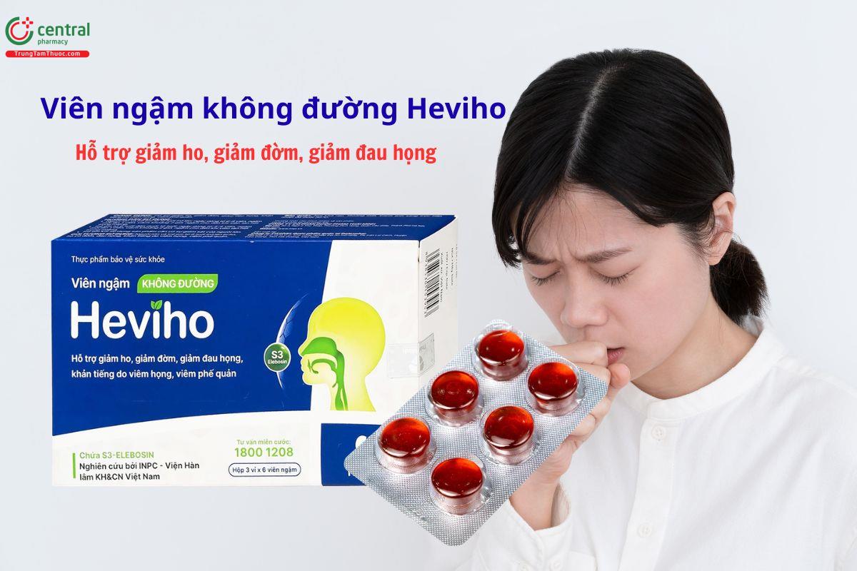 Viên ngậm Heviho Không Đường - Giảm ho, giảm đờm, đau rát họng