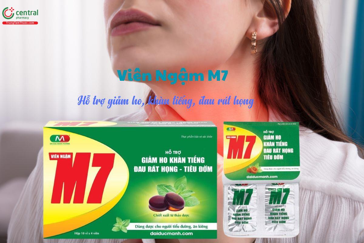 Viên Ngậm M7 - Hỗ trợ làm giảm ho, khàn tiếng, đau rát họng