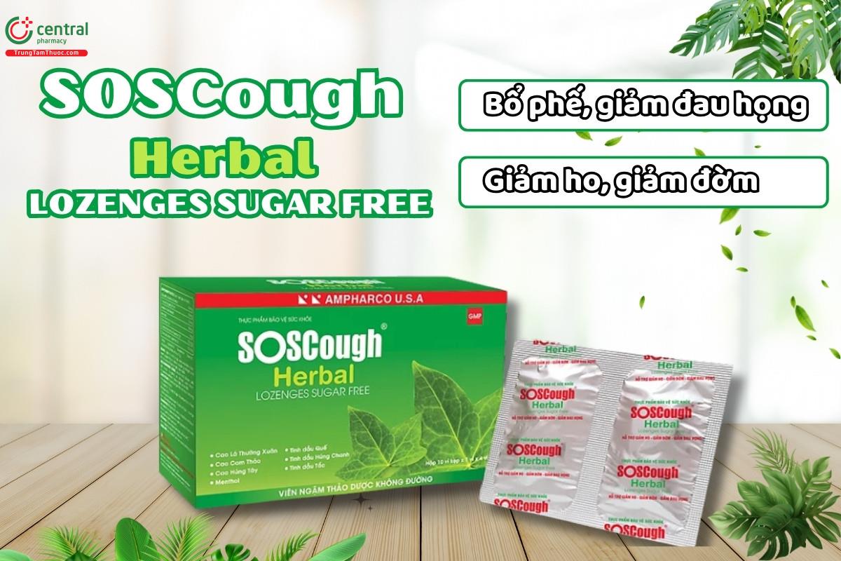 Viên ngậm SOSCough Herbal Lozenges Sugar Free - Bổ phế, giảm ho, giảm đờm và giảm đau họng