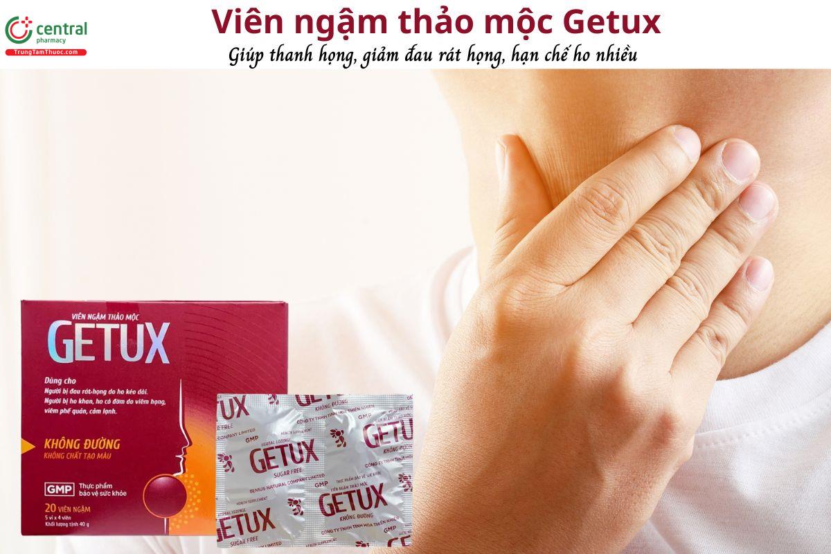 Viên ngậm thảo mộc Getux - Giúp thanh họng, giảm ho, giảm đau rát họng