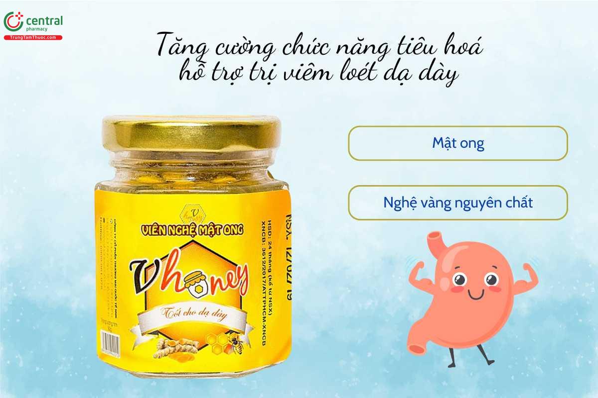 Thành phần và công dụng Viên nghệ mật ong Vhoney 