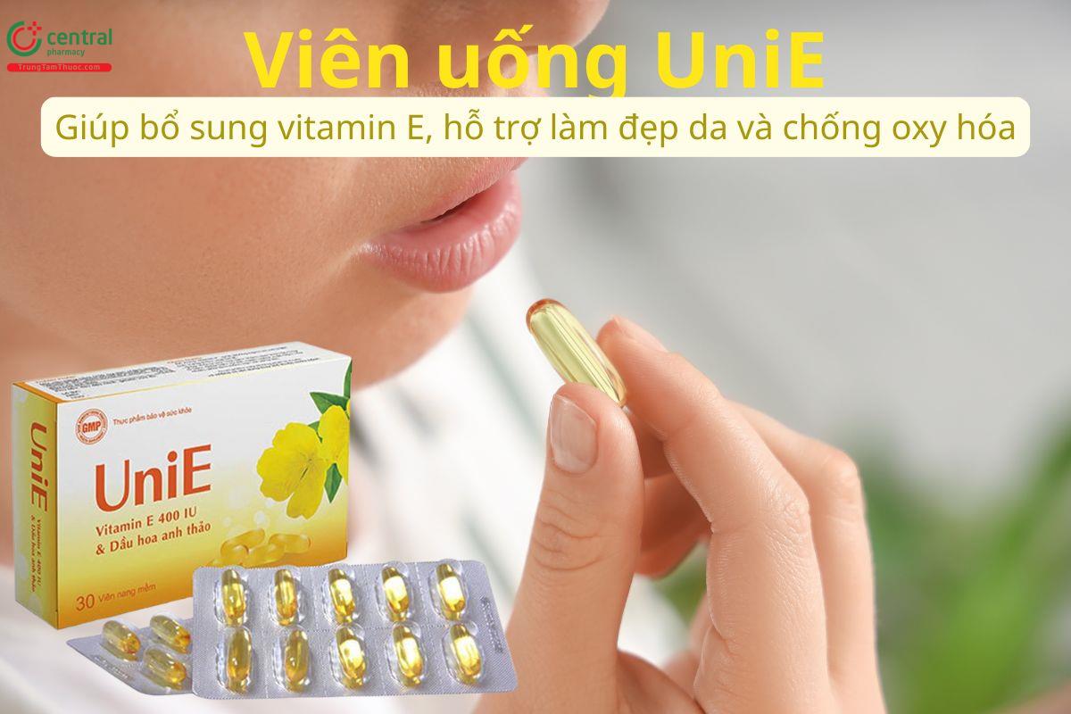 Viên uống UniE bổ sung vitamin E, làm đẹp da và chống oxy hóa