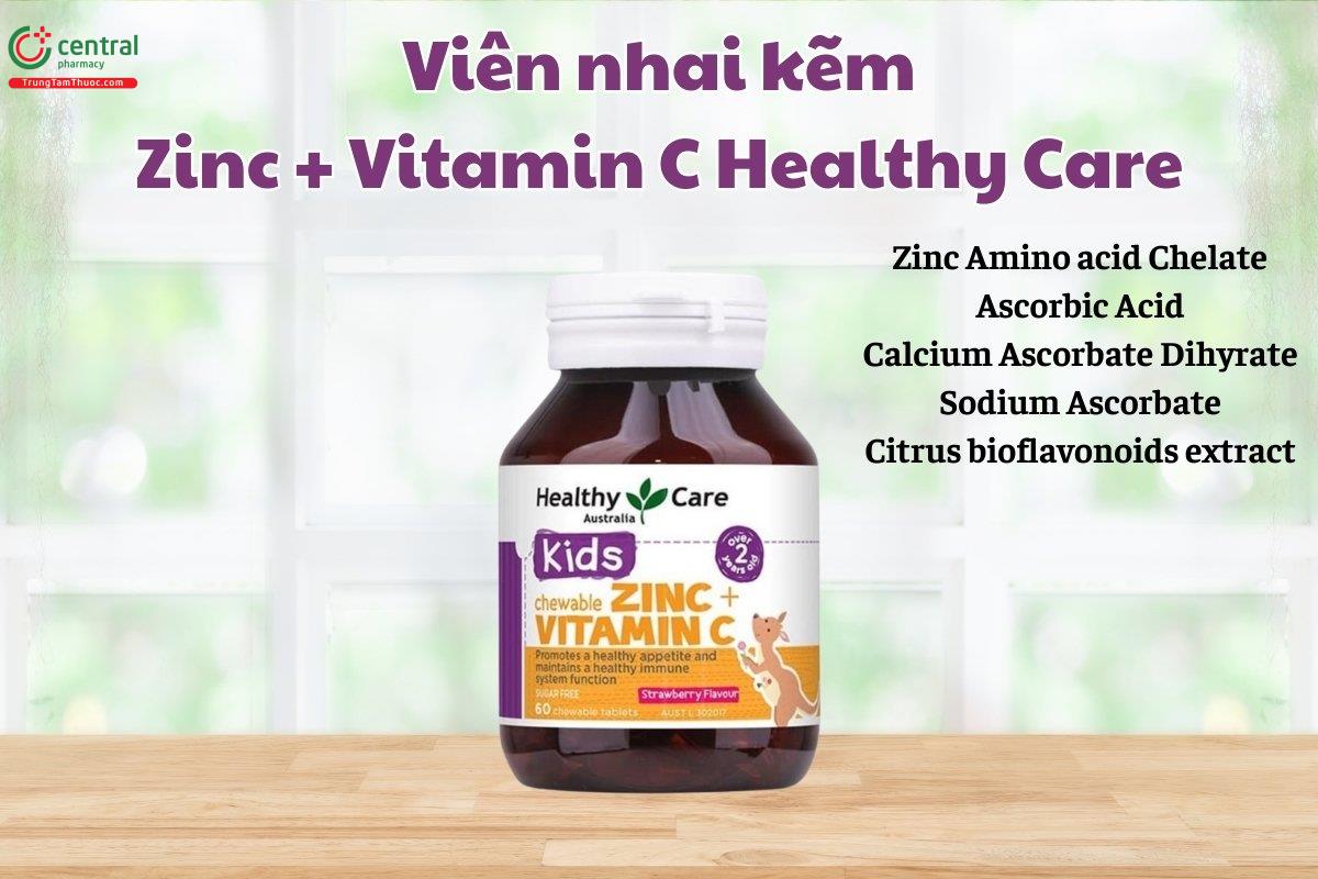 Viên nhai kẽm Zinc + Vitamin C Healthy Care
