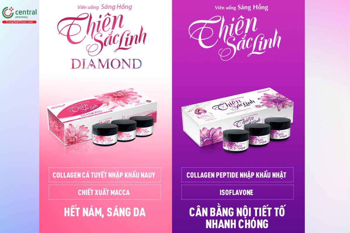 Viên uống sáng hồng Thiên Sắc Linh Diamond và Viên uống sáng hồng Thiên Sắc Linh