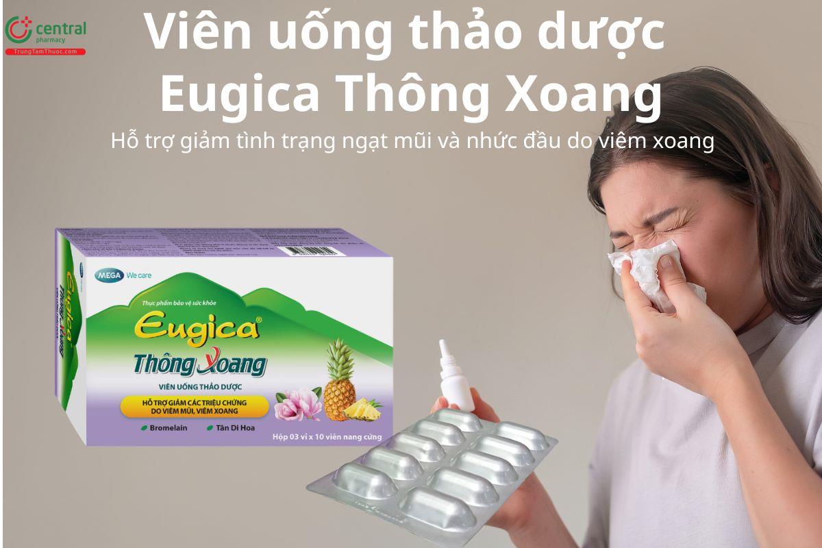 Viên uống thảo dược Eugica Thông Xoang hỗ trợ giảm nghẹt mũi do viêm xoang