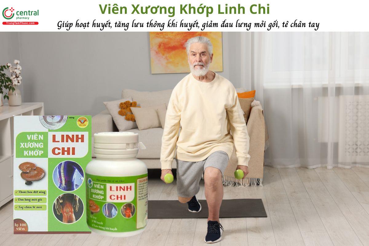 Viên Xương Khớp Linh Chi - Giúp tăng lưu thông khí huyết, giảm đau lưng, mỏi gối