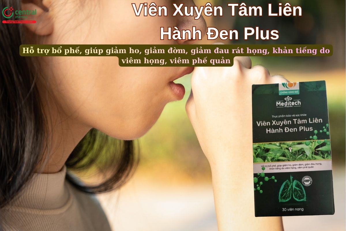 Viên Xuyên Tâm Liên Hành Đen Plus giúp giảm ho có đờm