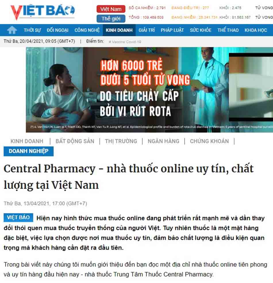 Central Pharmacy - nhà thuốc online uy tín, chất lượng tại Việt Nam