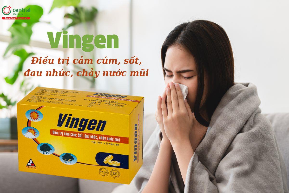 Thuốc Vingen giúp giảm sốt, đau nhức, chảy nước mũi trong bệnh cúm