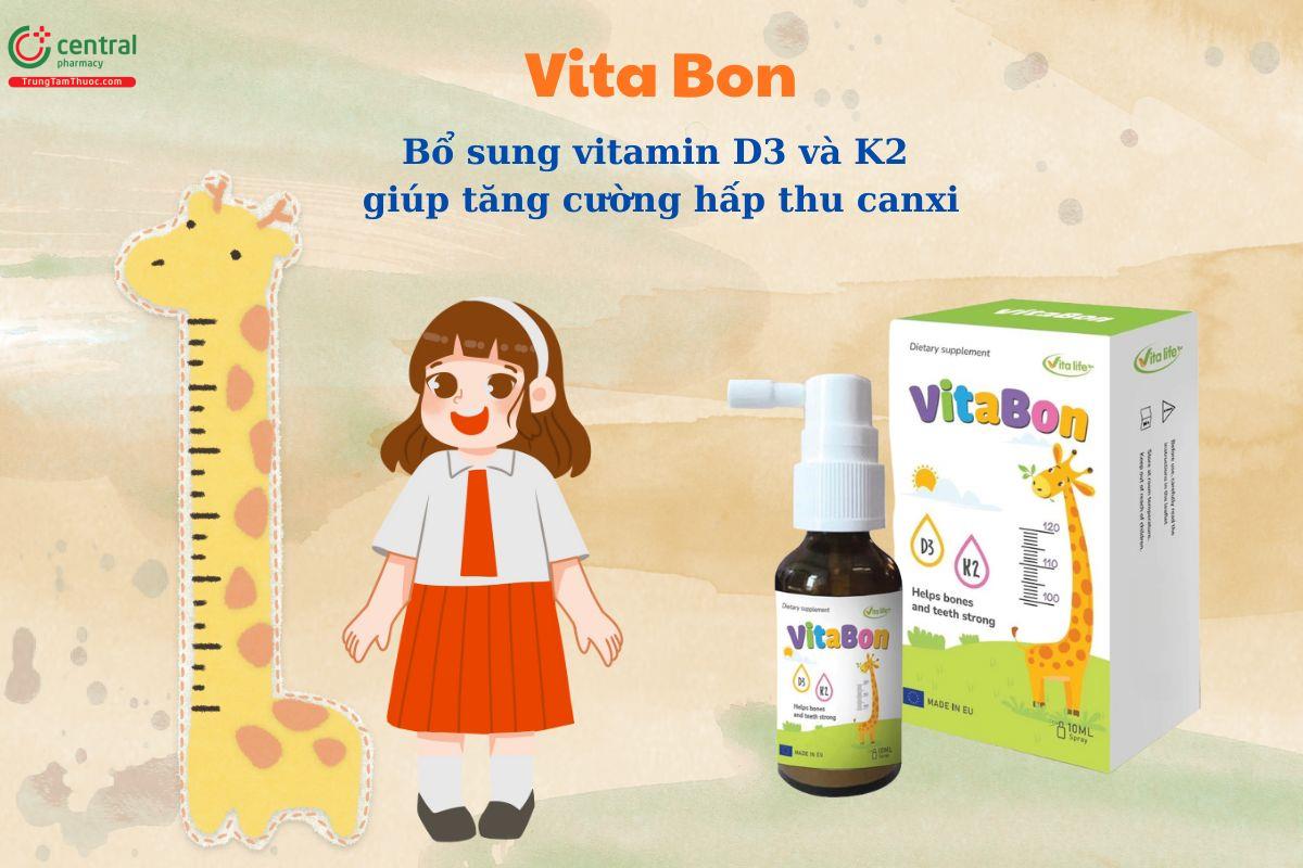 Vita Bon giúp bổ sung vitamin D3 và K2 giúp tăng hấp thu canxi