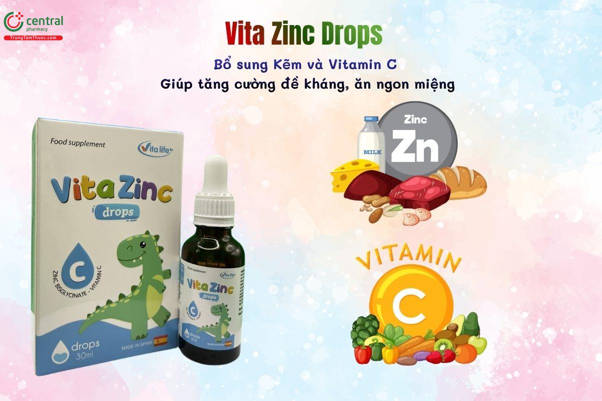Vita Zinc Drops hỗ trợ tăng cường miễn dịch, giúp ăn ngon miệng