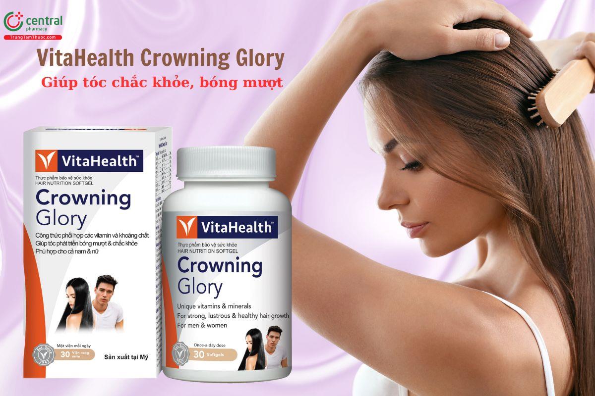 VitaHealth Crowning Glory bổ sung dưỡng chất giúp tóc chắc khỏe, mềm mượt