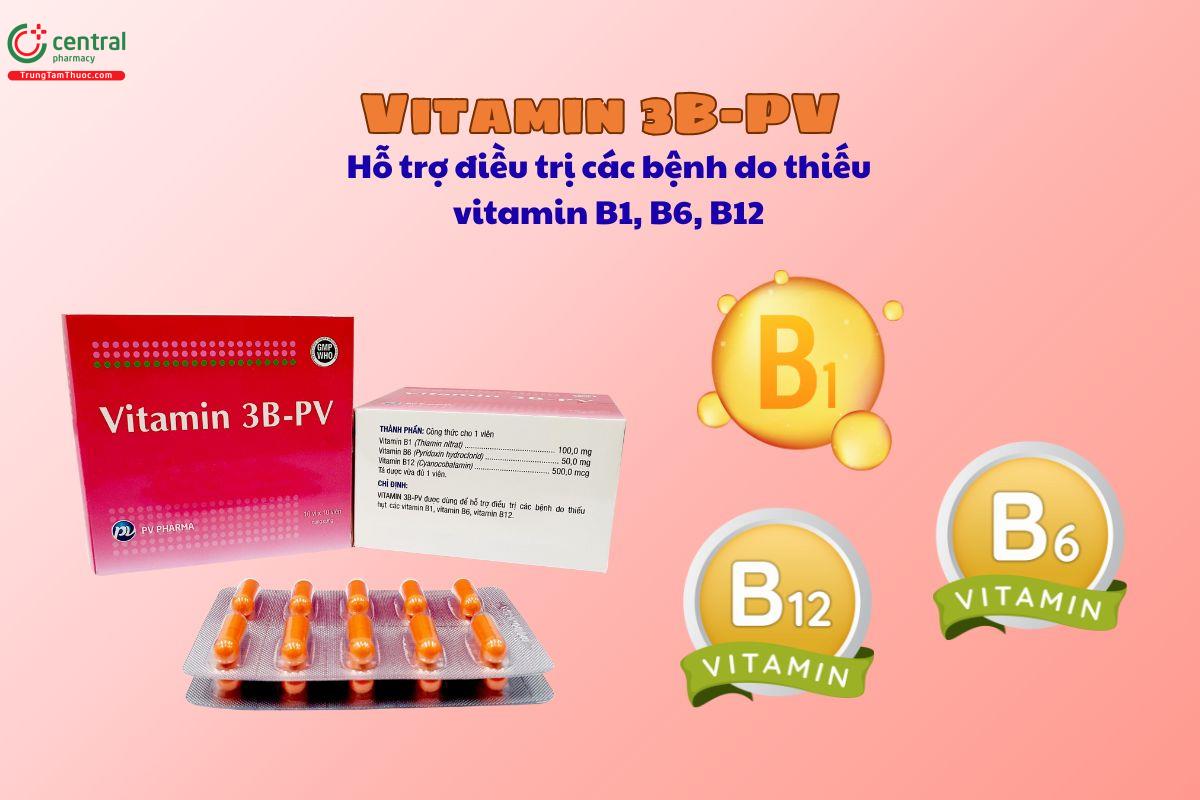 Thuốc Vitamin 3B-PV điều trị các bệnh do thiếu vitamin B1, B6, B12