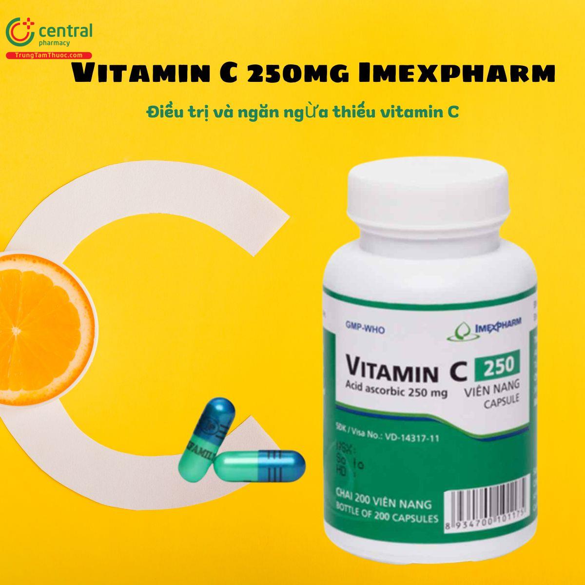 Thuốc Vitamin C 250mg Imexpharm điều trị thiếu vitamin C, acid hóa nước tiểu