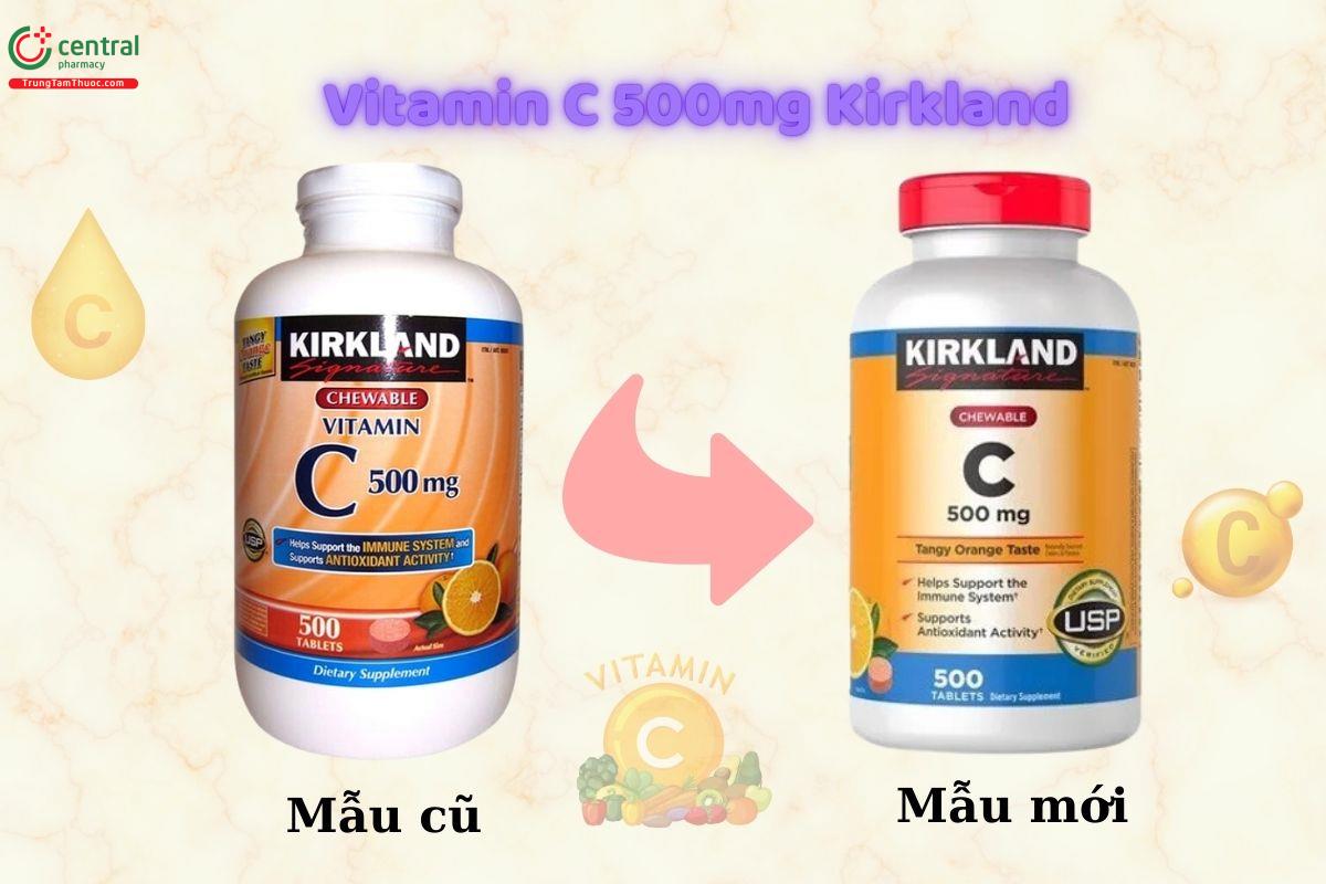 Vitamin C 500mg Kirkland thay đổi mẫu bao bì mới