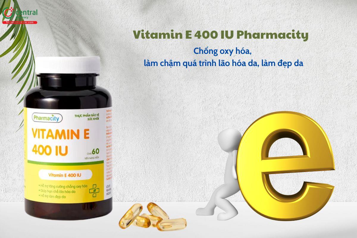 Vitamin E 400 IU Pharmacity bỗ trợ chống oxy hoá, làm đẹp da