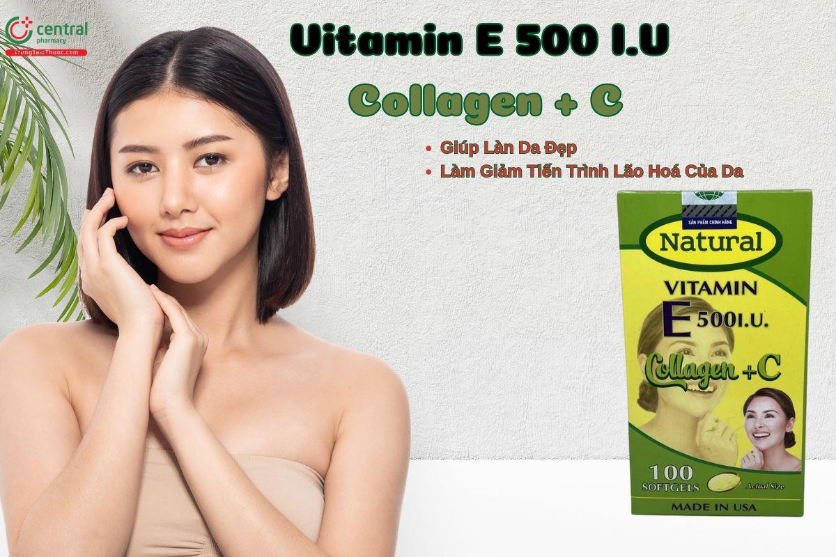 Viên uống Vitamin E 500 I.U Collagen + C giúp chống lão hoá da, làm đẹp da