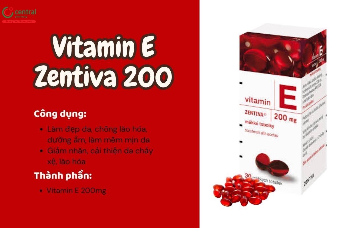 Vitamin E Zentiva 200 chống lão hóa, làm đẹp da, ổn định nội tiết tố