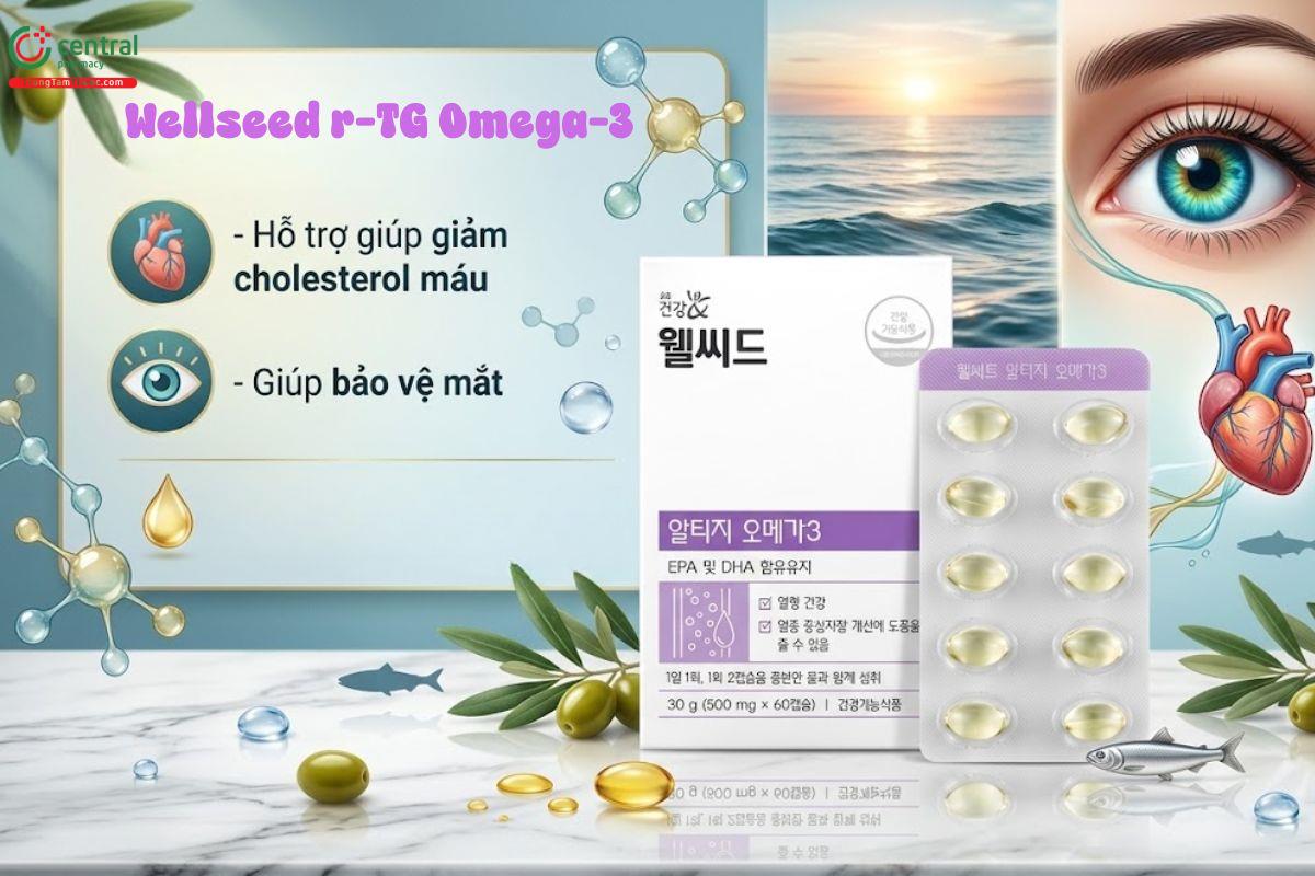 Wellseed r-TG Omega-3 giảm cholesterol máu, cải thiện thị lực