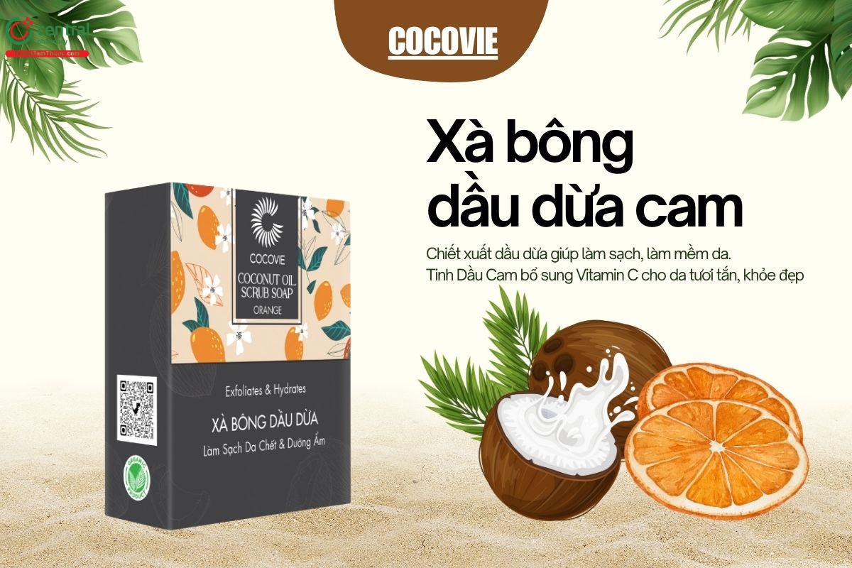 Xà bông dầu dừa cam Cocovie giúp làm sạch, dưỡng ẩm da thêm mềm mịn