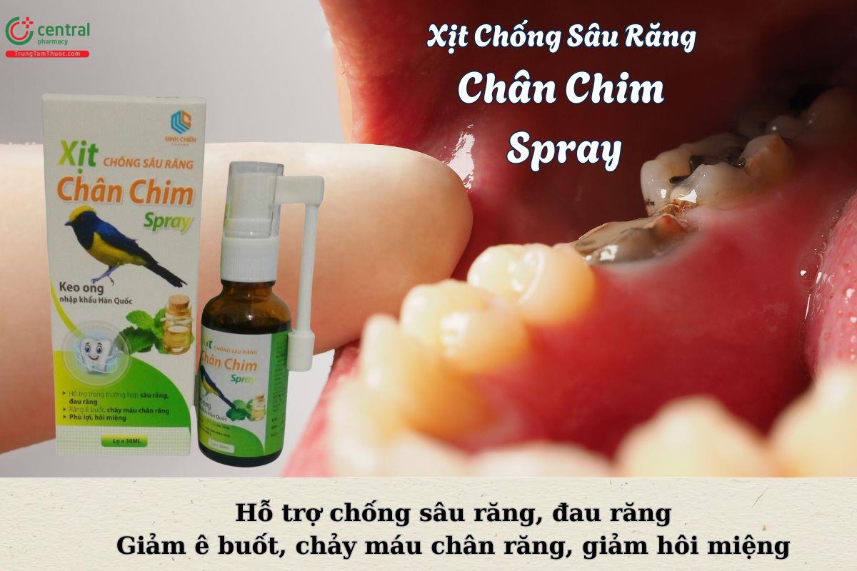 Xịt Chống Sâu Răng Chân Chim Spray giúp hỗ trợ đau răng, ê rau, đau buốt răng,...
