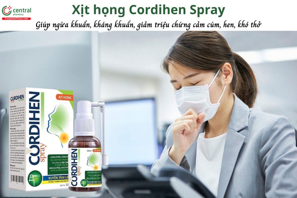 Xịt họng Cordihen Spray - Giúp long đờm, giảm ho, khó thở