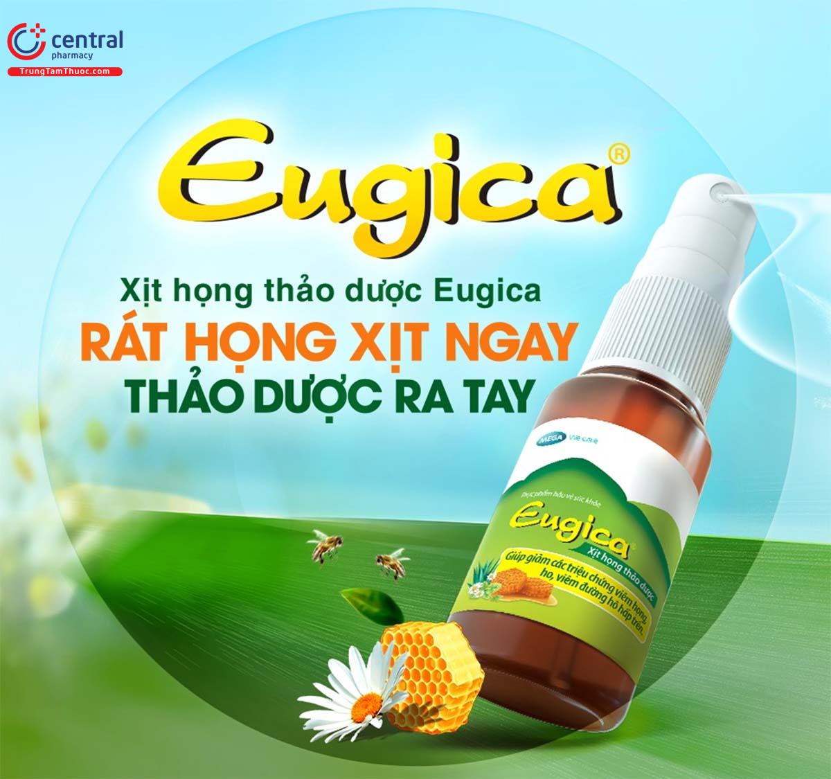 Xịt họng thảo dược Eugica giúp giảm đau rát họng