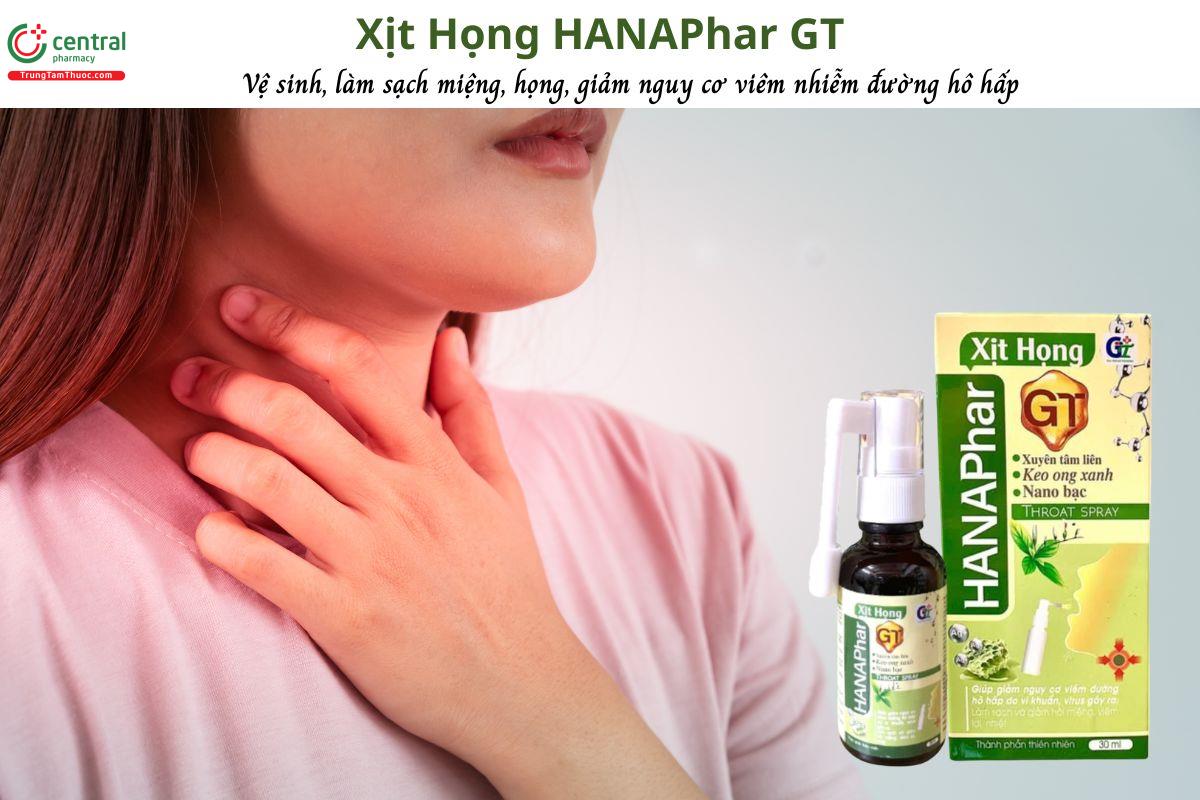 Xịt Họng HANAPhar GT - Làm sạch miệng họng, ngừa viêm nhiễm