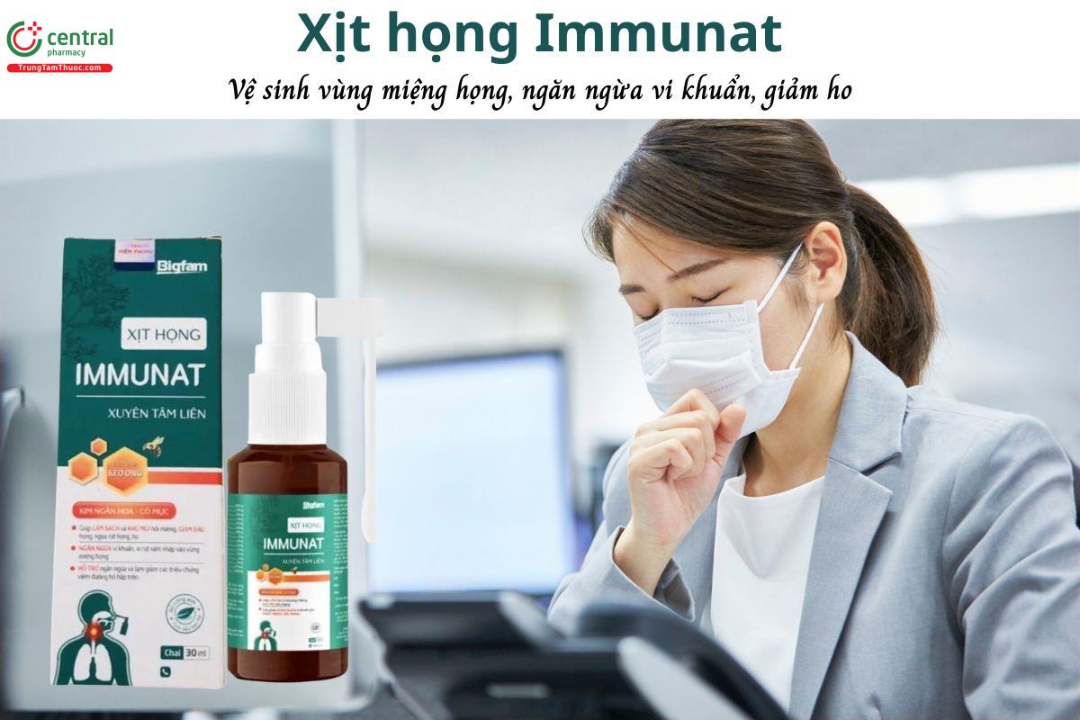 Xịt Họng Immunat giúp dịu họng, giảm ho, ngứa rát họng, ngừa viêm nhiễm
