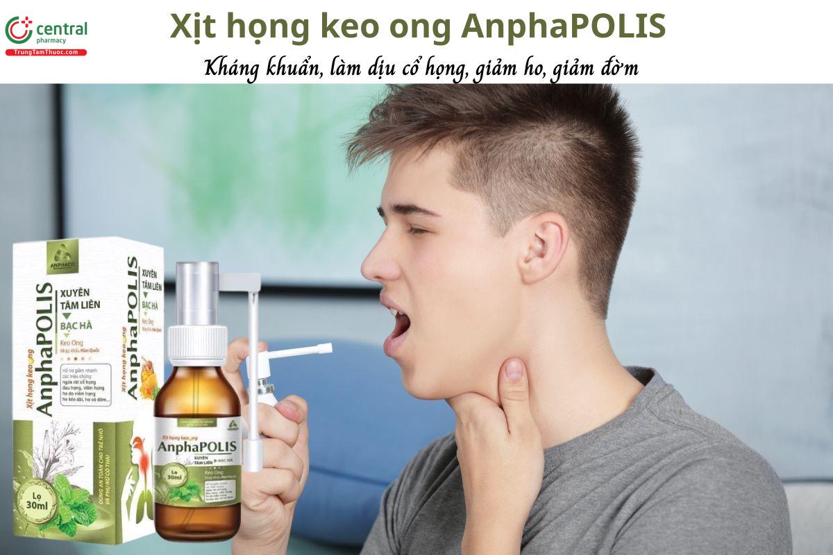 Xịt họng keo ong AnphaPOLIS - Kháng khuẩn, làm dịu họng, giảm ho