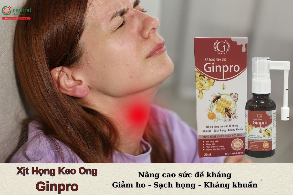 Xịt Họng Keo Ong Ginpro giúp nâng đề kháng, giảm ho, kháng khuẩn