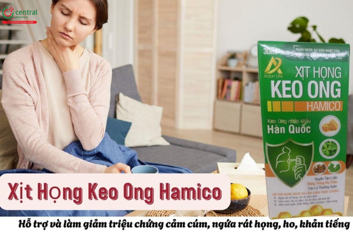 Xịt Họng Keo Ong Hamico giúp giảm đau rát họng, khản tiếng