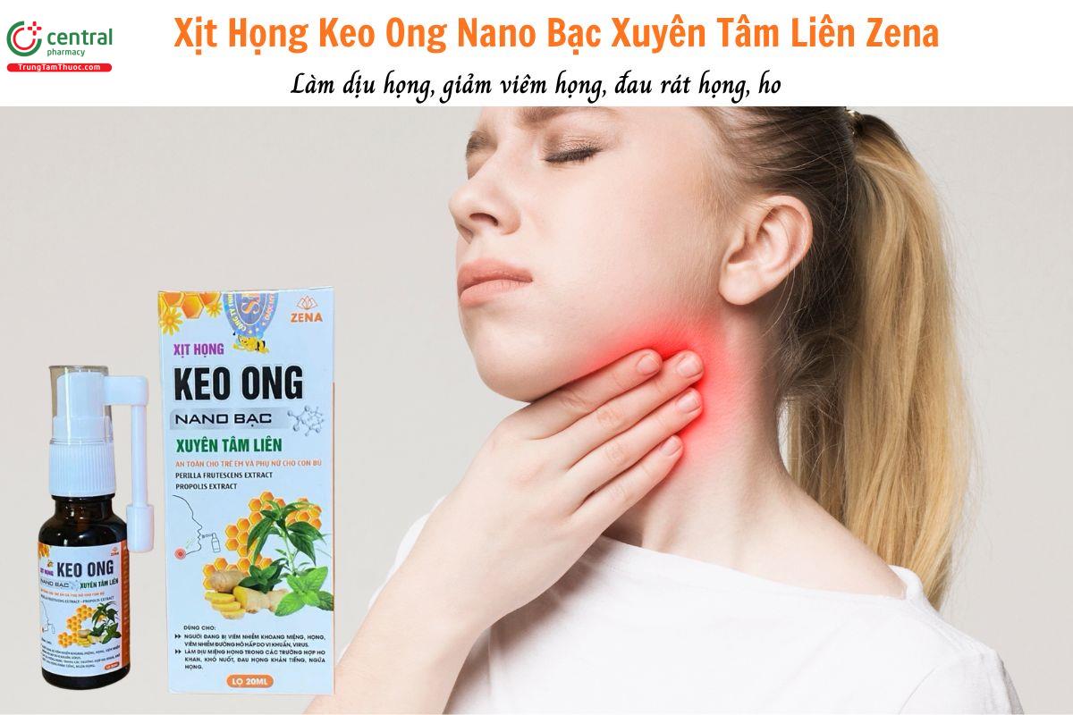 Xịt Họng Keo Ong Nano Bạc Xuyên Tâm Liên Zena giảm viêm họng, ho