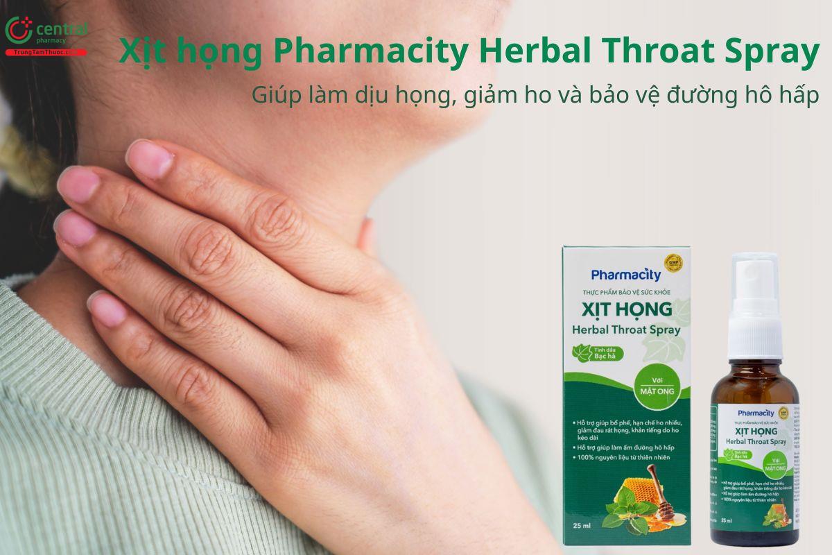 Xịt họng Pharmacity Herbal Throat Spray giúp làm dịu cổ họng
