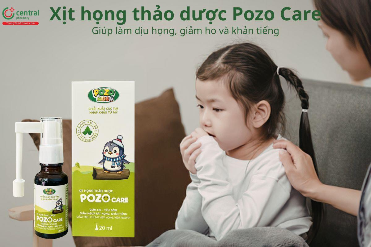 Xịt họng thảo dược Pozo Care hỗ trợ làm dịu họng, giảm ho và khản tiếng