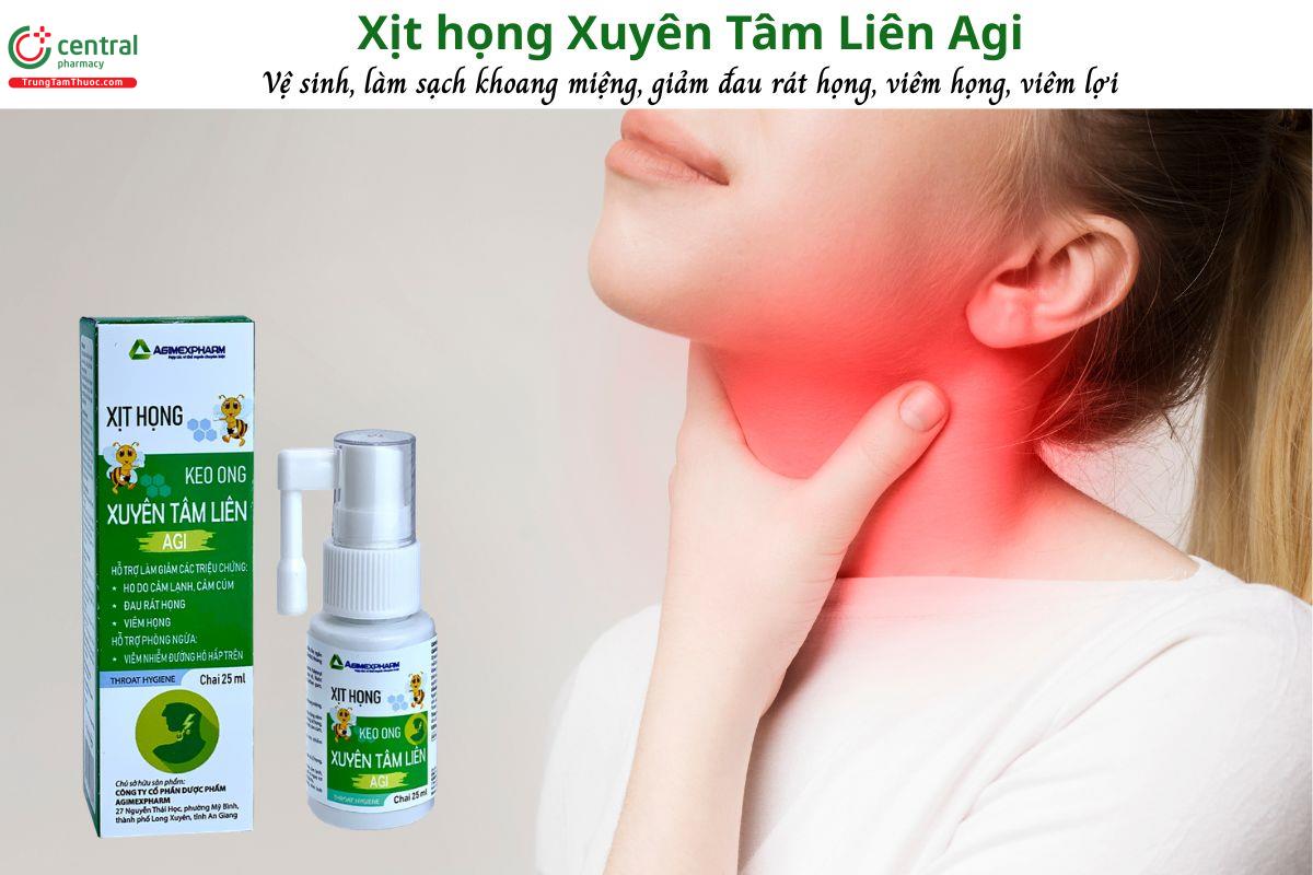 Xịt họng Xuyên Tâm Liên Agi - Ngăn ngừa viêm nhiễm, giảm ho, giảm viêm họng