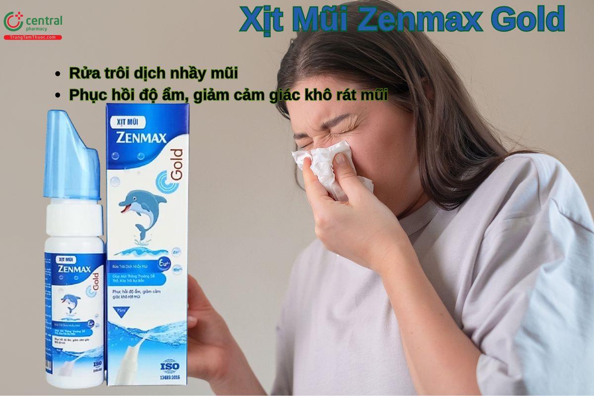 Xịt Mũi Zenmax Gold giúp làm sạch mũi, giảm nghẹt mũi, khô rát mũi