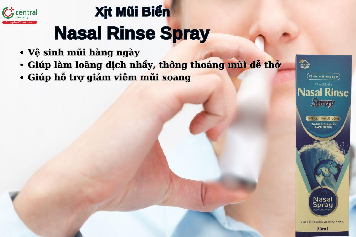 Xịt Mũi Biển Nasal Rinse Spray giúp làm loãng dịch nhầy, thông thoáng đường thở, giảm viêm mũi xoang