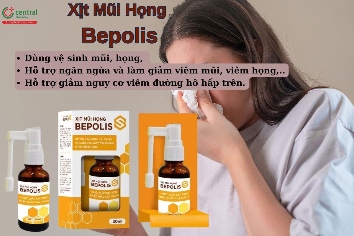Xịt Mũi Họng Bepolis giúp hỗ trợ và ngăn ngừa các tổn thương ở mũi, miệng, họng