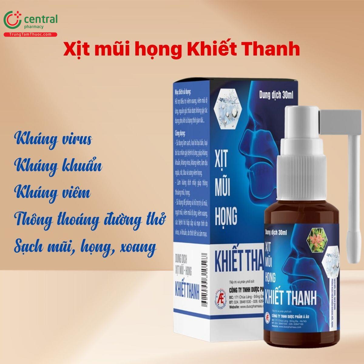 Xịt mũi họng Khiết Thanh làm sạch và thông thoáng mũi họng