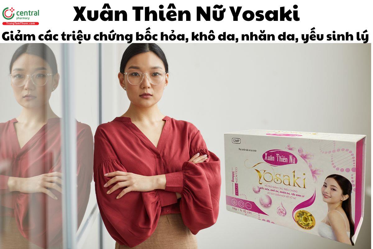 Xuân Thiên Nữ Yosaki - giảm triệu chứng bốc hỏa, khô da, nhăn da