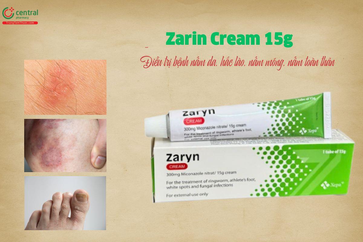 Thuốc bôi da Zaryn Cream 15g - Điều trị nấm móng, nấm da, nấm toàn thân