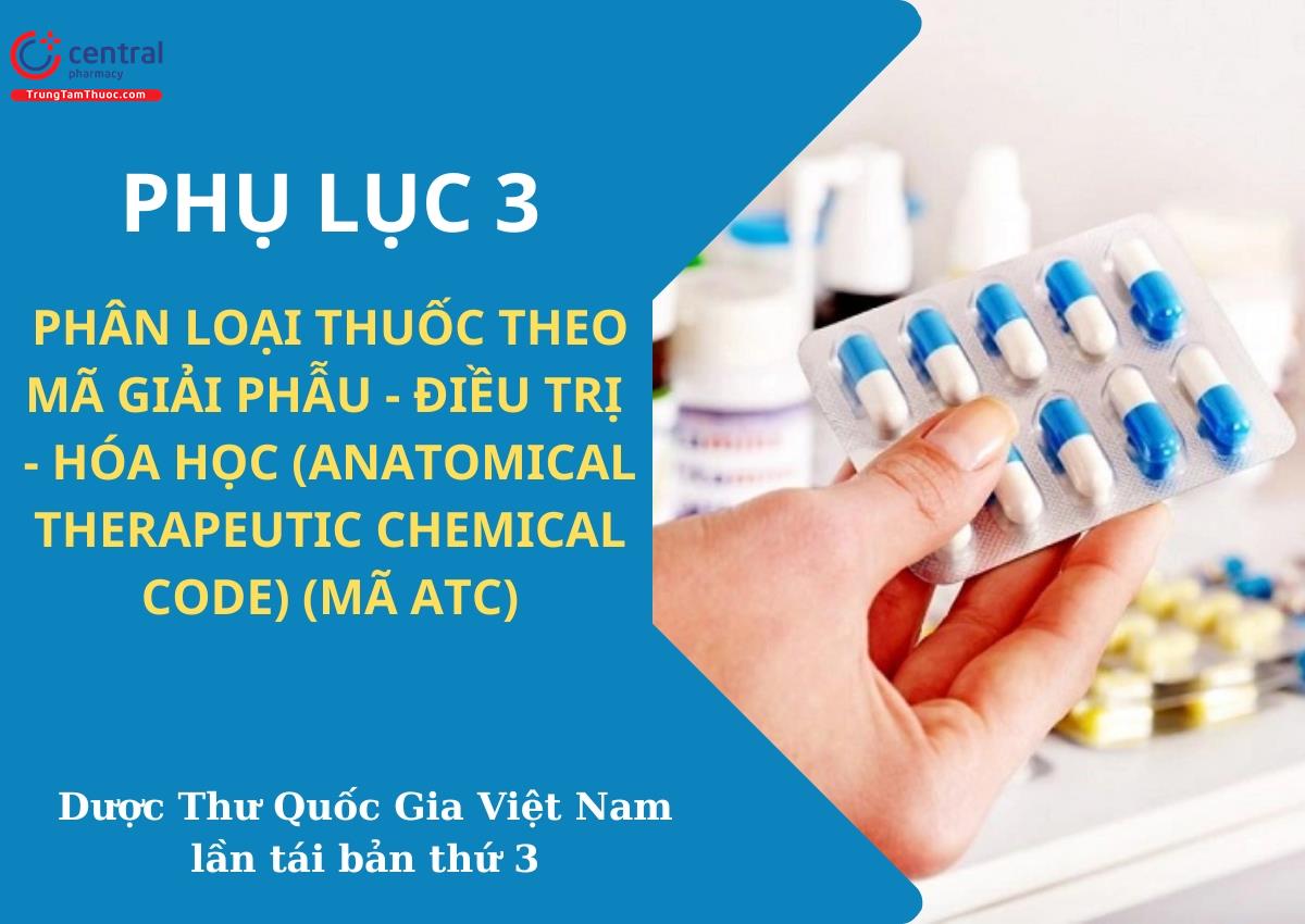 Phụ lục 3: Phân loại thuốc theo mã giải phẫu - điều trị - hóa học (Anatomical therapeutic chemical code) (Mã ATC) - Dược Thư Quốc Gia Việt Nam 2022