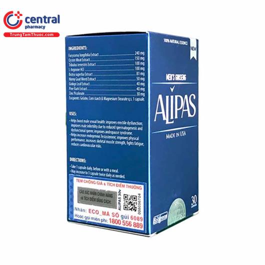 Sâm Alipas - Thuốc bổ thận tráng dương, tăng cường sinh lực phái mạnh