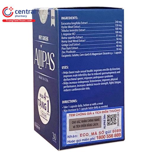 Sâm Alipas - Thuốc bổ thận tráng dương, tăng cường sinh lực phái mạnh