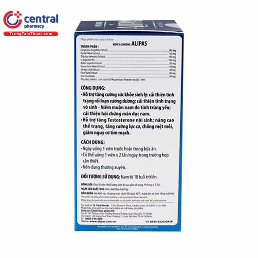 Sâm Alipas - Thuốc bổ thận tráng dương, tăng cường sinh lực phái mạnh