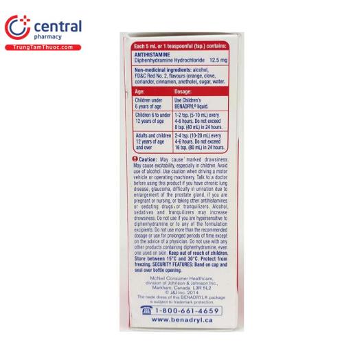 Thuốc Benadryl Allergy Elixir Thuốc điều trị bệnh đường hô hấp
