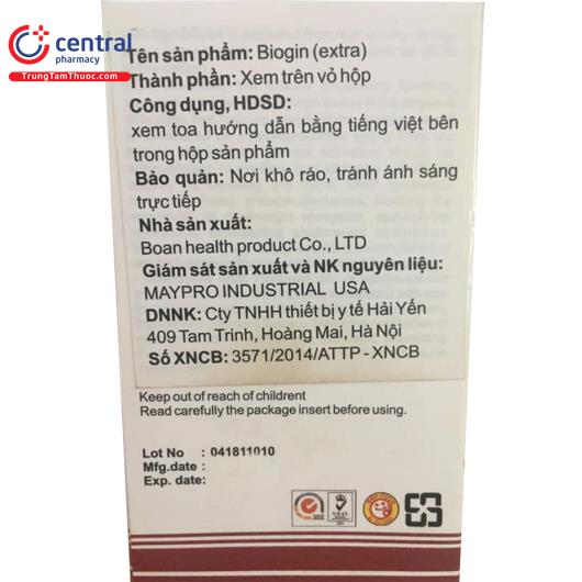 [CHÍNH HÃNG] Thuốc Biogin Extra cải thiện tuần hoàn máu não